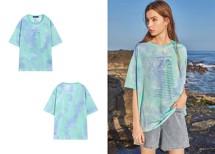 tie dye short-sleeved shirt in summer