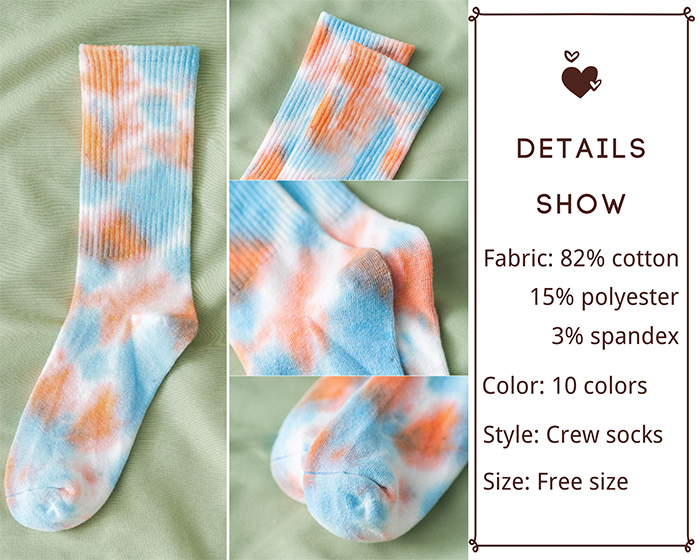 Colorful Tie Dye Crew Socks