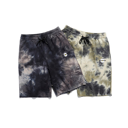 Beach Style Daisy Embroidery French Terry Tie Dye Beach Shorts For Man Beach Style Daisy Embroidery French Terry Tie Dye Beach Shorts For Man