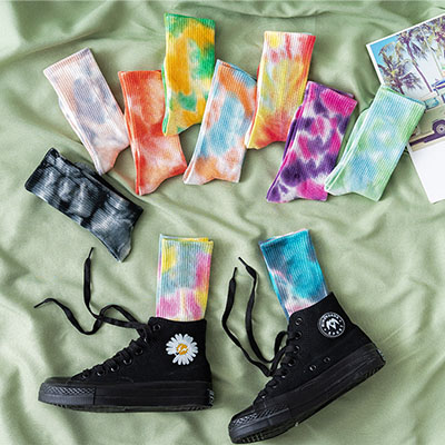 Bulk Custom Hand Tie Dye Knit Cotton Crew Socks Manufacturer Supplier Bulk Custom Hand Tie Dye Knit Cotton Crew Socks Manufacturer Supplier