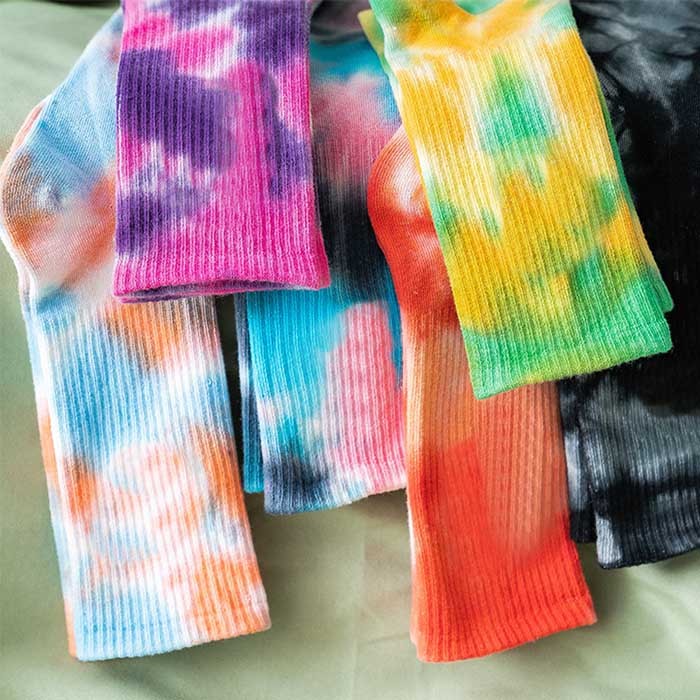 Bulk Custom Hand Tie Dye Knit Cotton Crew Socks Manufacturer Supplier