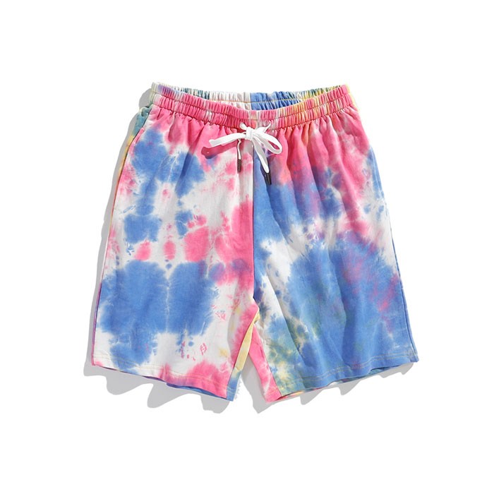 Casual Jogger Terry Short Pant Tie Dye Beach Style Shorts Fashion
