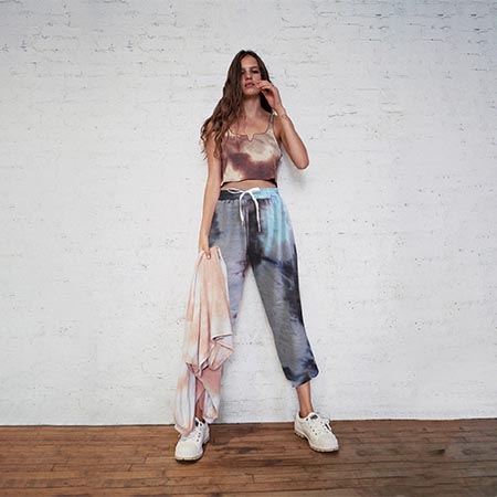 Street Tie Dye Pants Casual Lady Ninth High Waist Pants Tie Dye Trouser Slacks