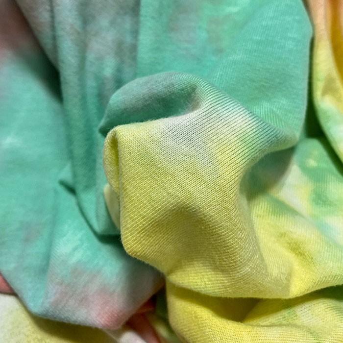Cotton Hand Made Tie Dye Single Jersey Fabric Manufacturer For Base Shirt 