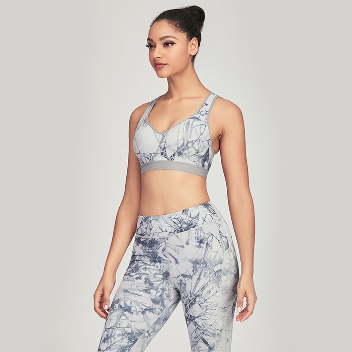Custom Breathable Women Samless Tie Dye Ladies Sports Suits Two Piece Yoga Set