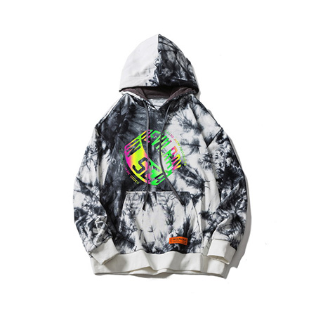 Custom Dazzling Logo Print French Terry Hoodie Tie Dye Fashion