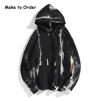 Custom Hip Hop Streetwear Black Tie Dye Hoodies Make To Order