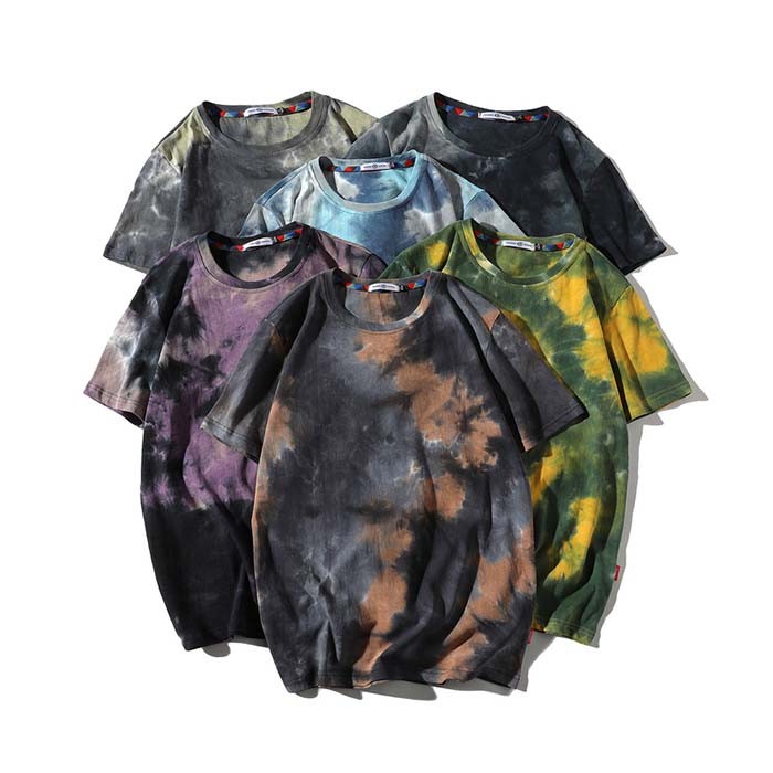 Custom Latest Summer Hip Hop Streetwear Dark Style Tie Dye T-shirt For Man