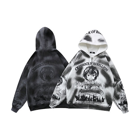 Custom Winter Terry Tie Dye Hoody Polyester Fleece Pullover Hoodies Street Tie Dye For Man