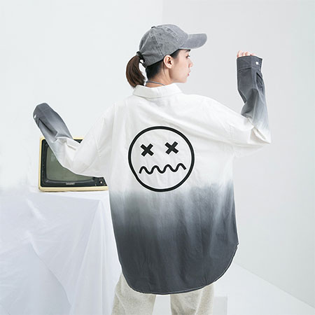 Fashion Street White Shirt Custom Embroidery Dip Dye Casual Shirts For Women 