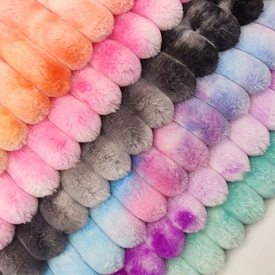 Faux Rabbit Hair Tie Dye Strip Fleece Fabric For Carpet Drop Needle Fleece Faux Rabbit Hair Tie Dye Strip Fleece Fabric For Carpet Drop Needle Fleece