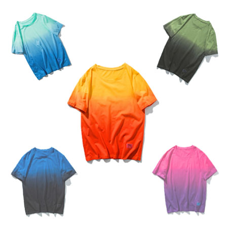 Gradually Varied Clothing Gradient Color Block Dip Dyeing Short Sleeve Dip Dye T Shirt Summer Gradually Varied Clothing Gradient Color Block Dip Dyeing Short Sleeve Dip Dye T Shirt Summer
