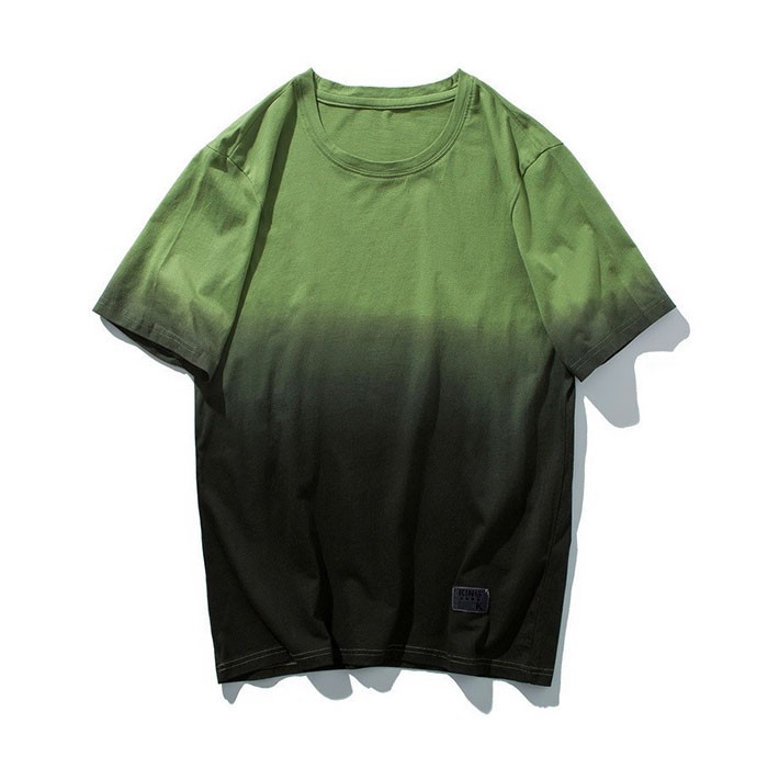 Gradually Varied Clothing Gradient Color Block Dip Dyeing Short Sleeve Dip Dye T Shirt Summer