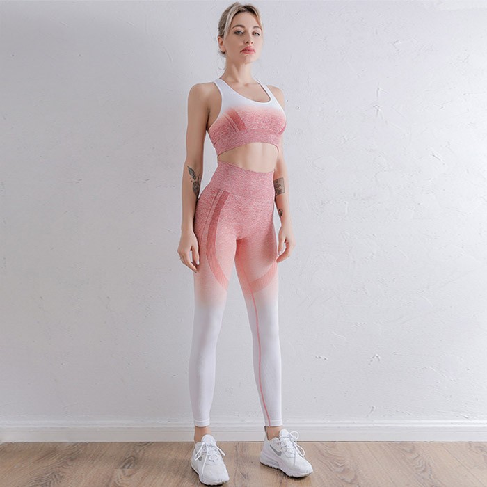 High Elasticity Dip Dye Yoga Pants Leggings Sports Bra Suit GYM 