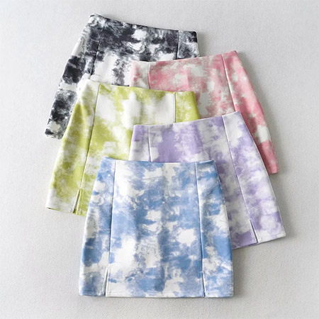 High-Waisted Tie Dye Suede A Line Short Skirts Tie Dye Wholesale High-Waisted Tie Dye Suede A Line Short Skirts Tie Dye Wholesale
