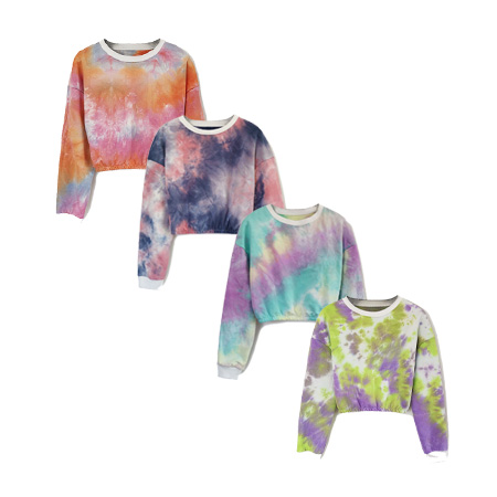 Latest Tide Tie Dye Crop Top Short Pullover Tie Dye Short Hoodie For Women Latest Tide Tie Dye Crop Top Short Pullover Tie Dye Short Hoodie For Women