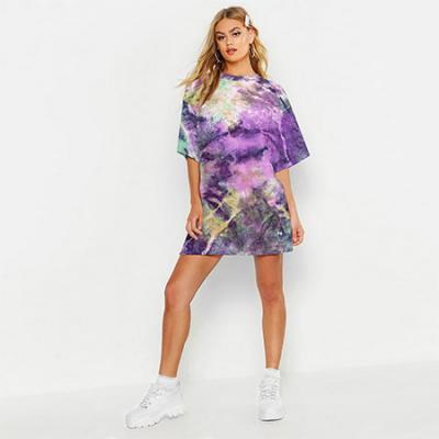 Long Design Tie Dye T Shirt Dress Oversized Tie Dyeing T-shirt For Women Long Design Tie Dye T Shirt Dress Oversized Tie Dyeing T-shirt For Women