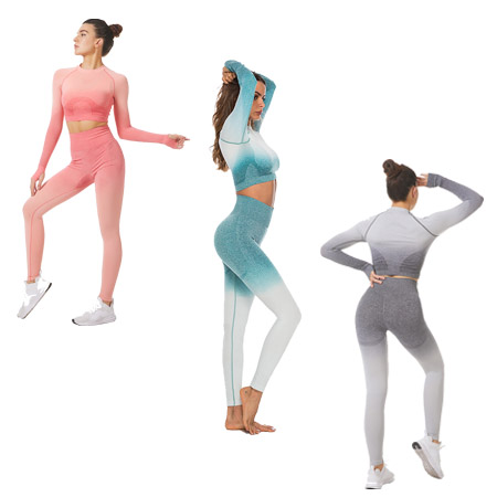 Long Sleeve Customized Dip Dye Sports Suit Close Fitting Leggings Yoga Wear Long Sleeve Customized Dip Dye Sports Suit Close Fitting Leggings Yoga Wear