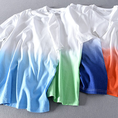 New Arrival Summer Breathable Dip Dye Linen Blend Shirt Gradient T-shirt  New Arrival Summer Breathable Dip Dye Linen Blend Shirt Gradient T-shirt
