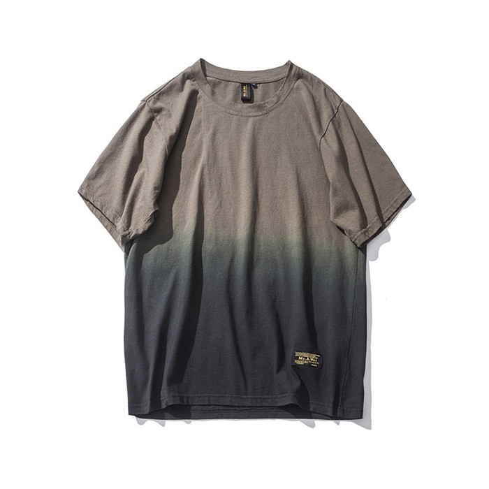 Customize Logo Multi-color Oversized Coffee Grey Black Dip Dye Tshirt Gradient 