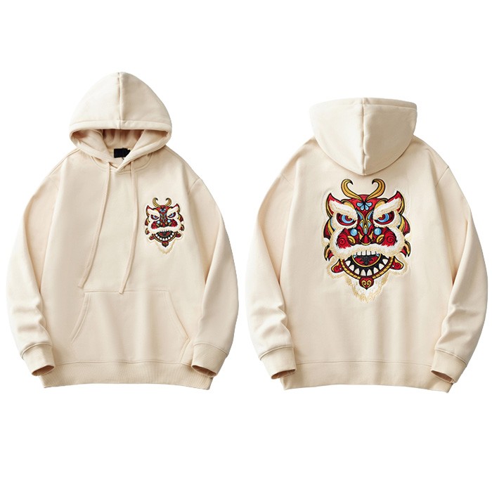 New Style Lion Embroidery Hoodie Clothing Manufacturer For Startups Small MOQ