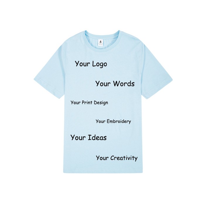 OEM Custom Print Logo Embroidery T Shirts Regular Cut Round Neck T-shirt Factory 