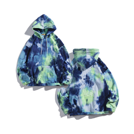 Polyester Polar Fleece Tie Dye Hoodie Embroidery Pullover Streetwear Wholesale