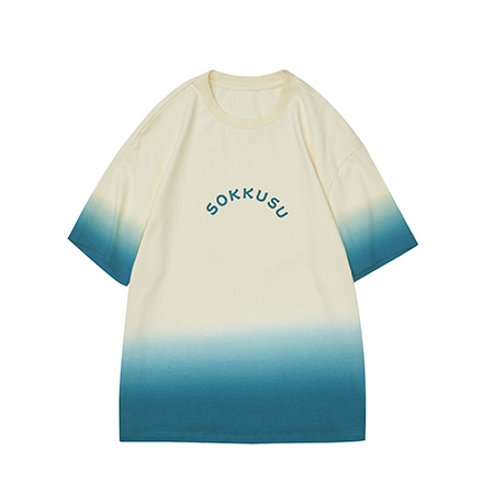 Soft Cotton Dip Dye Short Sleeve Oversized Sweatshirt Gradient Color Tshirts 