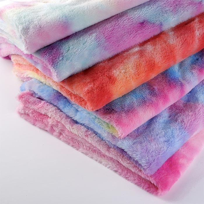 Tie Dye Polyester PV Fleece Plush Fabric Wholesale