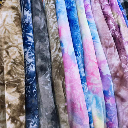 Two Side Tie Dye Polyester Flannel Knit Fabric For Toys Clothes