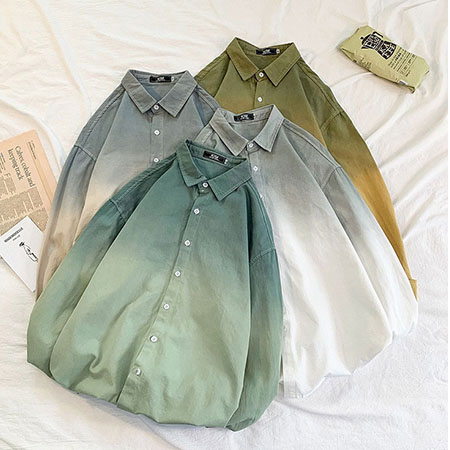 Wholesale New Streetwear Leisure Shirts Fashion Dip Dye Casual Shirts For Men