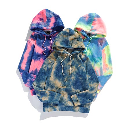 Winter Warm Tie Dye Hoodie Polar Fleece Coat Tie Dyeing